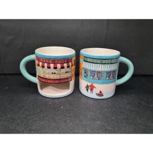 Barnes & Noble Bake Shop & Book Store Mugs, Set Of 2, Cookie Holder, Coffee Mugs
